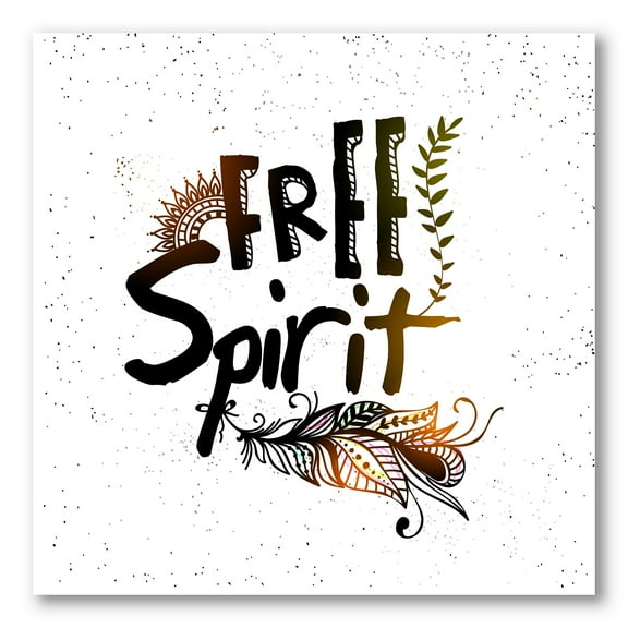 Designart ' Free Spirit Ethnic Feather ' Bohemian & Eclectic Canvas Wall Art Print