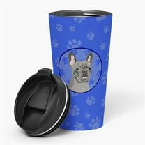 Carolines Treasures WDK1087TBL215 7.25 x 3.5 in. Unisex French Bulldog Blue Stainless Steel 16 oz Tumbler, Blue