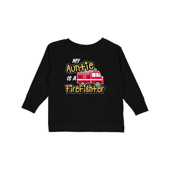 Inktastic My Auntie is a Firefighter with Fire Truck Boys or Girls Long Sleeve Toddler T-Shirt