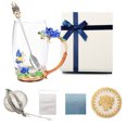 thumbnail image 1 of AISEELY Juego de Taza de Té con Diseño Floral en Azul Transparente, Incluye Cuchara y Paño de Limpieza – Presentación en Caja de Regalo Elegante, Capacidad de 350mL, Material de Vidrio Seguro, Ideal, 1 of 7