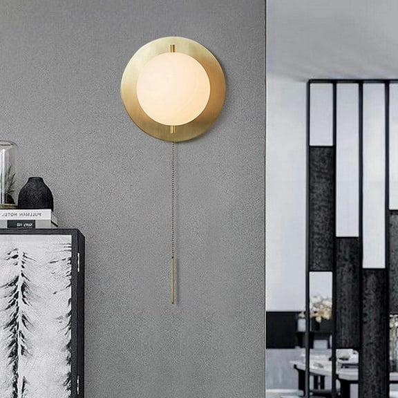 Modern Decor Clear Glass LED Wall Lamp Sconce Light with Pull Chain Bedside Light