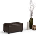 thumbnail image 3 of Simpli Home Sienna 33 inch Wide Transitional Storage Ottoman Bench in Chocolate Brown Vegan Leather, 3 of 7