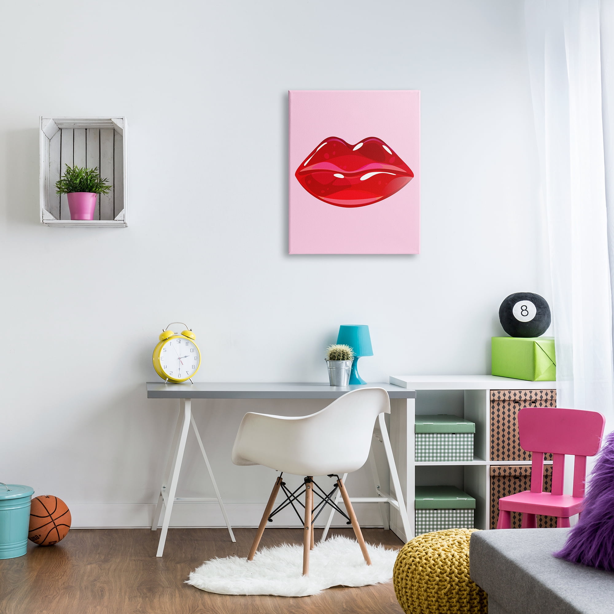 Stupell Industries Pink & Red Candy Lips Art for Kids Painting Gallery Wrapped Canvas Print Wall Art, 24 x 30