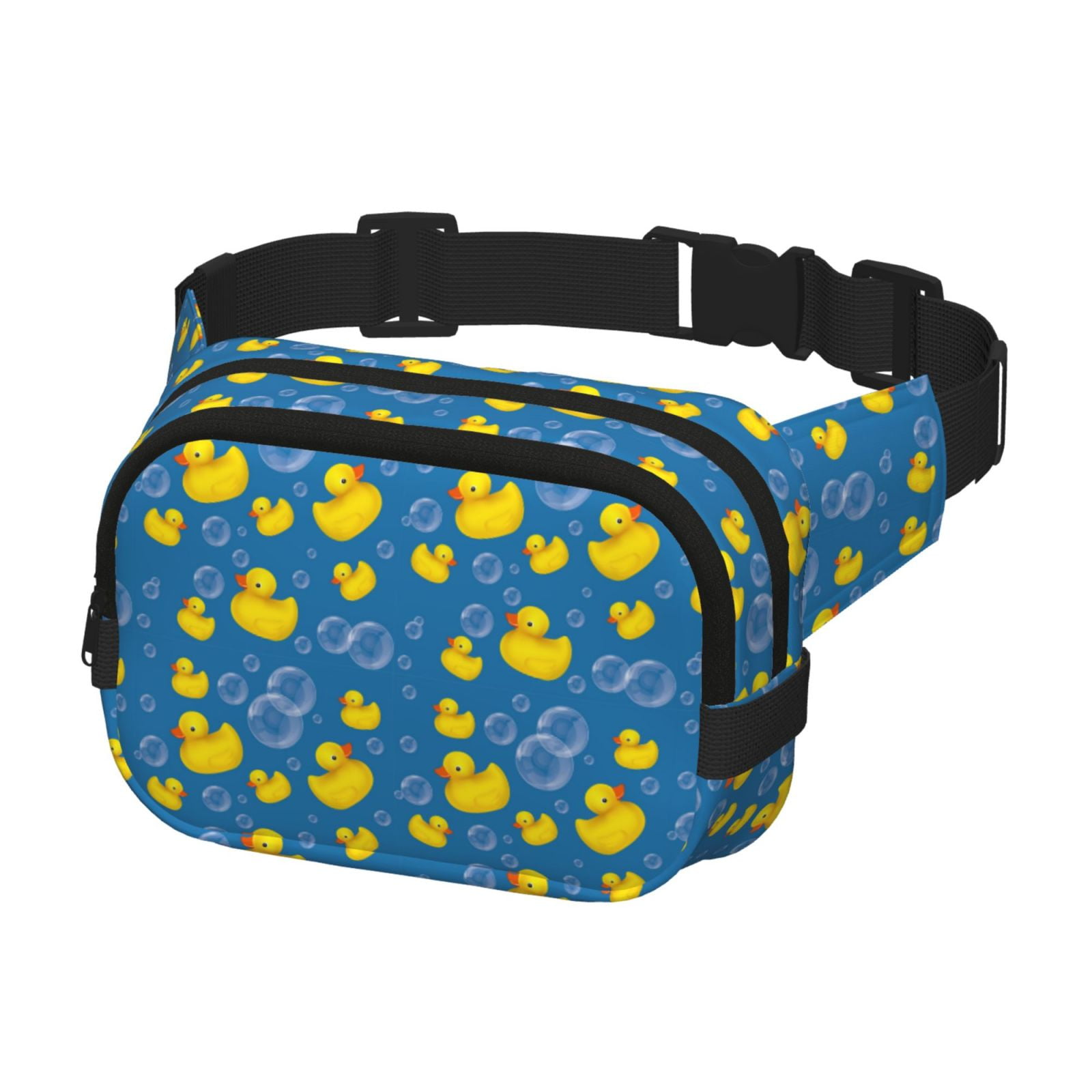 Picia Rubber Duck Print Square Double-Layer Waist Bag Mini Adjustable Waist Belt Bag Exercise Running Travel Hiking