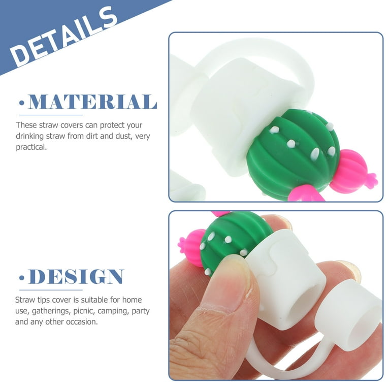 2pcs Cute Cactus Silicone Straw Tip Caps Reusable Straws Covers Drinking  Straw Charm Straw Toppers 