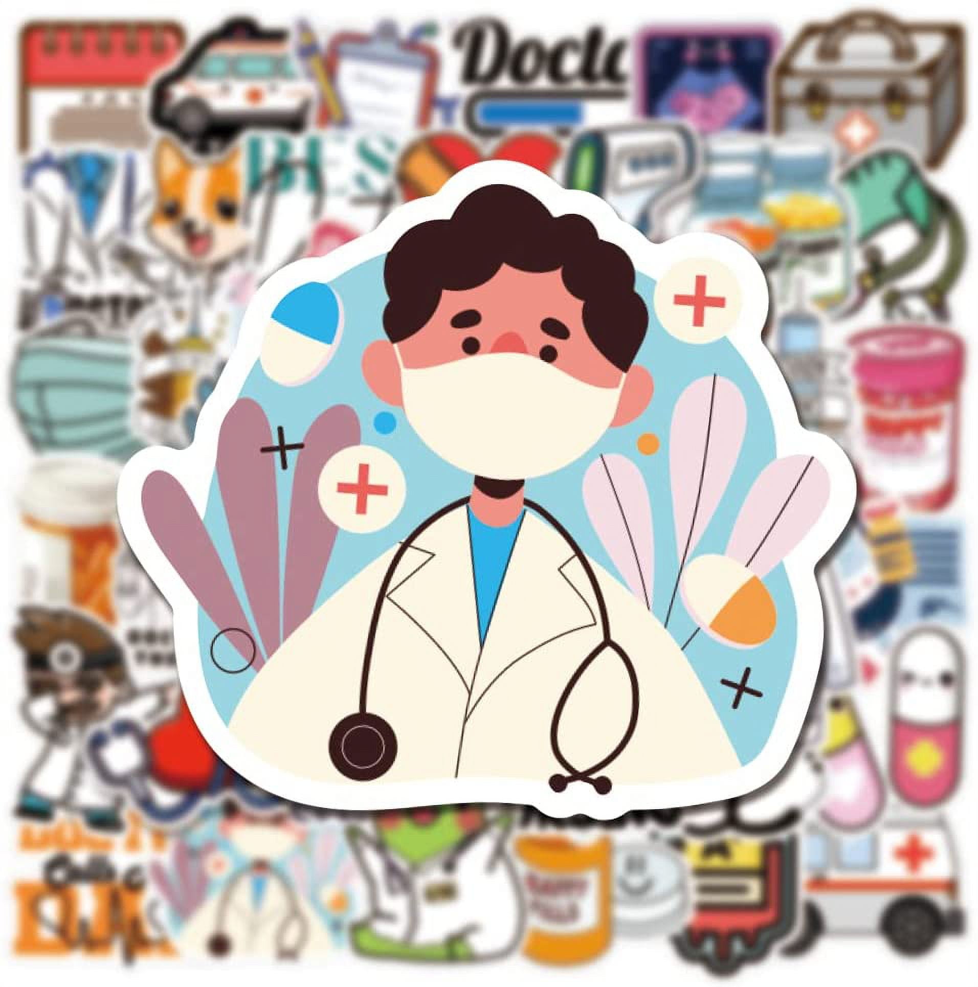 55PCS Nursing Stickers Medical Assistant Stickers Doctor Stickers Vinyl  Waterproof Stickers for Water Bottle,Computer,Laptop,Phone,Luggage,Notebook