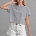 thumbnail image 2 of Baby Clothes for Girls Short Sleeve Crop Top Oversized Crewneck Cute Athletic Tee for Summer Daily Fashion Grey 5-6 Years, 2 of 5