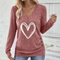 thumbnail image 3 of WMTBSRSW Women Valentine's Day Tops Cute Love Heart V Neck Long Sleeve Tunic Shirts Loose Soft Casual T-Shirts Spring Fall Clothing, 3 of 8