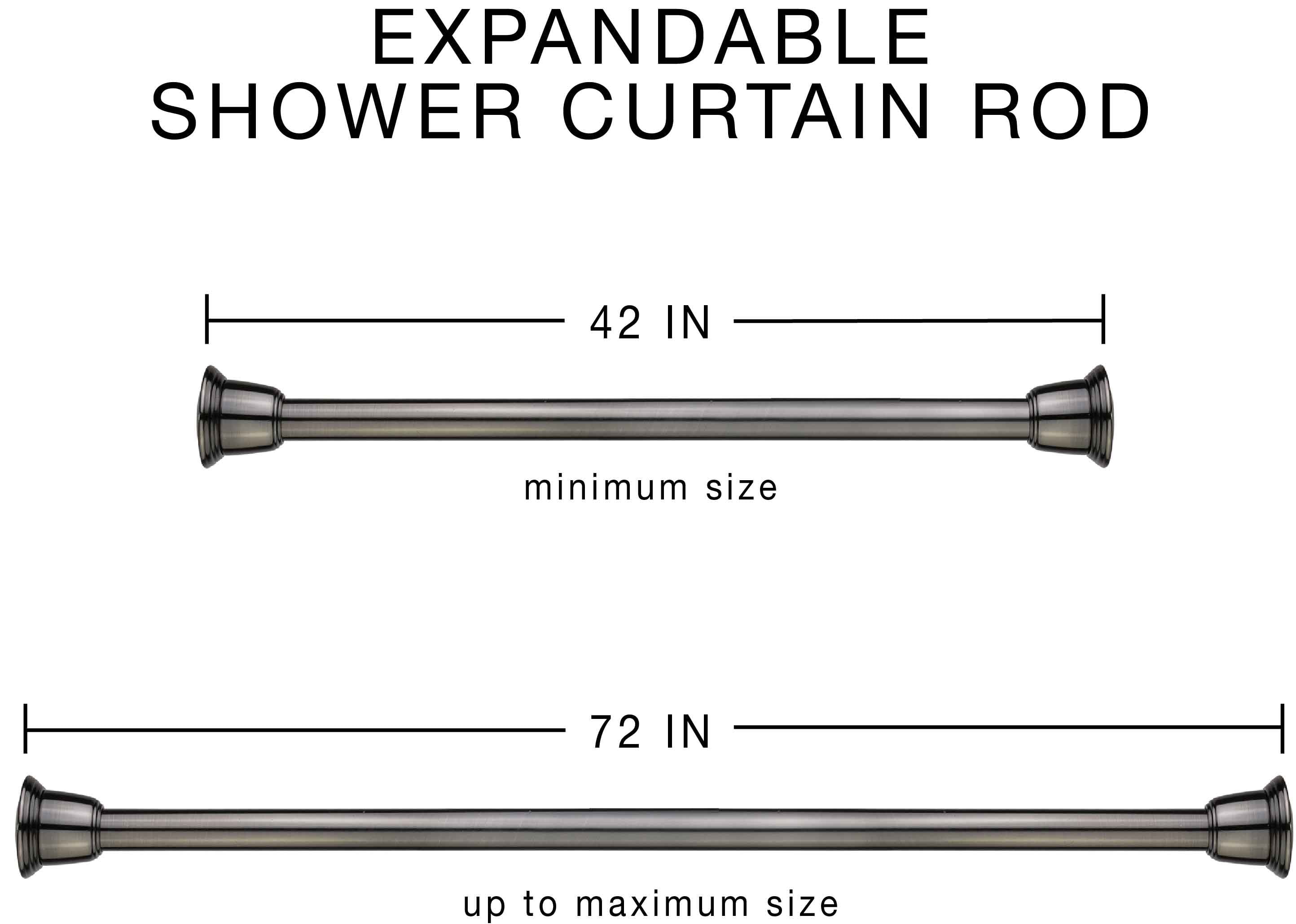 Splash Home Dell 42 to 72 Adjustable Shower Curtain Tension Rod for Bathroom, Pewter