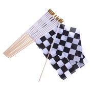 LOLIPPYY 16Pcs Handheld Racing Flags Black and White Checkered Flags for Racing Themed Party Supplies