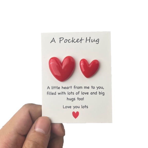 SeekLGT Pocket Hug Heart Token with Card Heart Shaped Token Thinking of You Encouragement Gift 1-Count