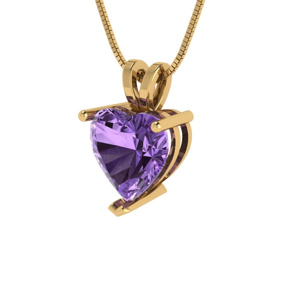 2.0 ct Brilliant Heart Cut Solitaire Alexandrite 14k Yellow Solid Gold Everyday Affordable Designer Necklace Pendant with 18" Chain