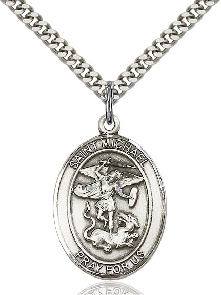 Bonyak Jewelry 18 Inch Rhodium Plated Necklace w// 4mm Light Rose Pink October Birth Month Stone Beads and Saint Augustine Charm