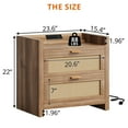 thumbnail image 3 of Night Stand Set of 2,Rattan End Tables,Bedside Tables with Charging Station,Nightstands Set of 2 with Drawer,Boho Bed Side Tables,Rattan Side Table with Storage for Bedroom, Natural, 2 Pack, 3 of 9