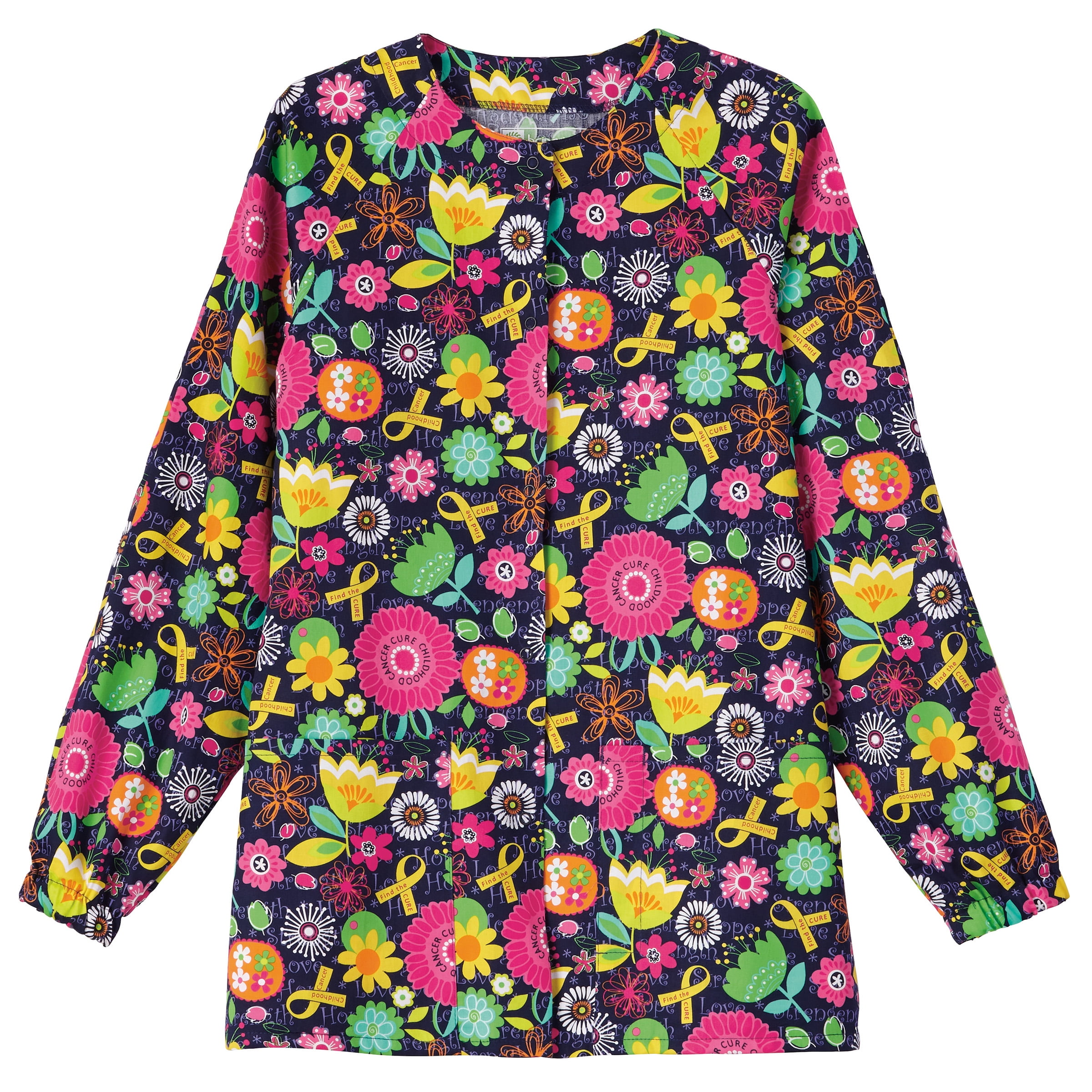 BIO Bio Womens Print Warm Up Scrub Jacket, Style 5832