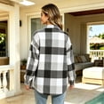 thumbnail image 6 of Vivianyo HD Women's Multi Tone Plaid Flannel Shirt, Oversized Collar Long Sleeve Button Shacket Top for Women Camping Casual Layering Wear, Sizes S-3XL, 6 of 7