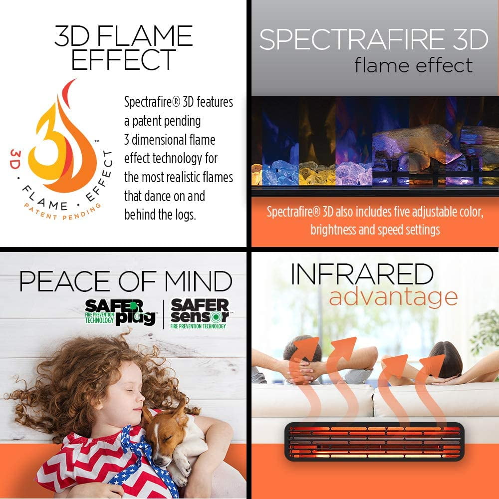 ClassicFlame 32-In 3D Spectrafire Plus Infrared Electric Fireplace Insert -  32II042FGL - Walmart.com