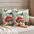 thumbnail image 2 of Mushrooms Outdoor Waterproof Pillow Covers, Sage Green Plaid Butterfly Botanical Plants Decorative Square Throw Pillowcase Sofa Cushion Sham for Patio/Couch/Chair, 18"x18" 2 Pack, 2 of 8