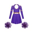 thumbnail image 2 of vastwit Kids Girls Cheer Leader Fancy Dress with Pom Poms Cheerleading Outfits Purple 8, 2 of 5