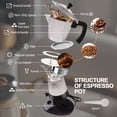 thumbnail image 3 of Aluminum Electric Moka Pot 5-6 Cup 270ml Express Coffee Maker Stovetop Espresso Portable Coffeemaker Italian Classic Brewing Greca Cafe Mocha With Removable Base And Overheating Protection Machine, 3 of 9