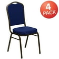thumbnail image 4 of 4 Pk. HERCULES Series Crown Back Stacking Banquet Chair in Navy Blue Patterned Fabric - Gold Vein Frame, 4 of 9