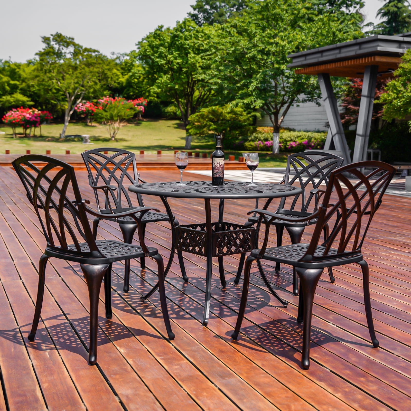 Withniture Cast Aluminum Patio Dining Chairs Set of 2 Outdoor Dining Chairs Metal Patio Chairs Set Bronze