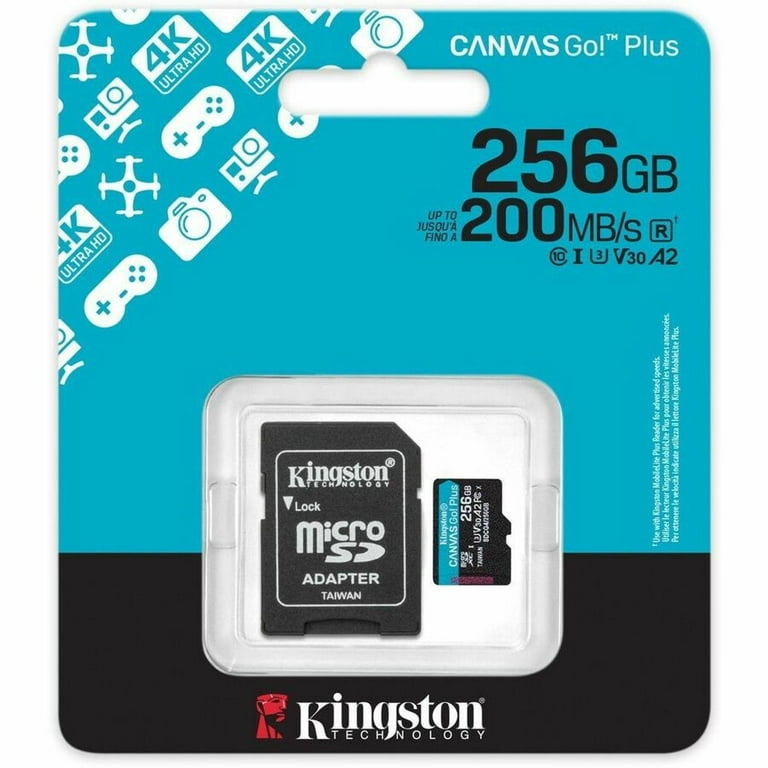 Kingston, microSDXC Card, 256 GB, Class 10 UHS-I U3 V30 - Walmart.com