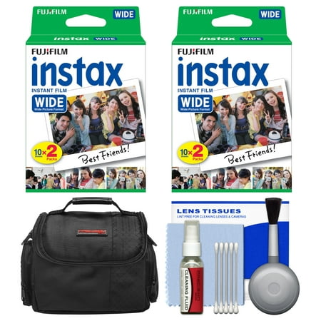 Essentials Bundle for Fujifilm Instax 210 & Wide 300 Instant Film Camera with 40 Wide Prints + Case + Cleaning
