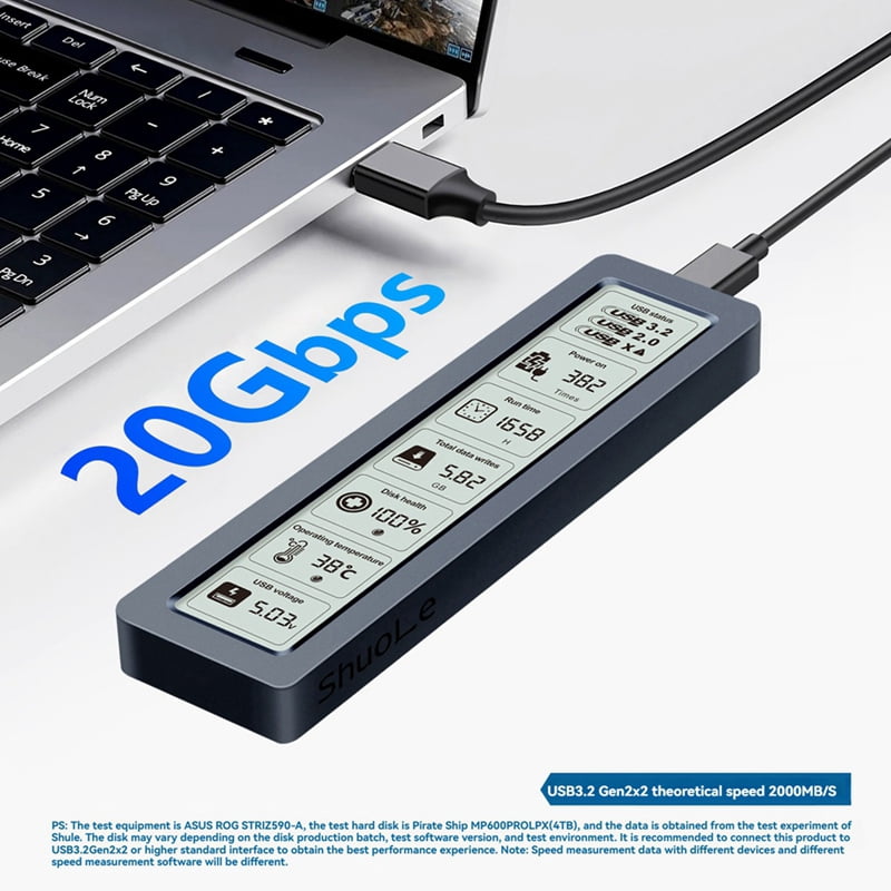 M.2 SSD NVME Enclosure USB3.2 Gen2x2 Type C 20Gbps SSD Case M.2 NVME Enclosure Disk Box Tool Free SSD Case
