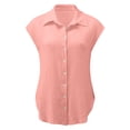 thumbnail image 7 of T Shirts For Women Womens Tops Casual Solid Color Breathable Single Breasted Shirts Short Sleeve Tops, 7 of 7