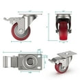 thumbnail image 3 of HOLKIE 3 inch Swivel Caster Wheels with Safety Total Lock,(4 pack)360 Degree Heavy Duty Plate Casters,Red, 3 of 9