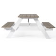thumbnail image 3 of WestinTrends Greenville Outdoor 70" HDPE Plastic Picnic Table Bench With Umbrella Hole, Weathered Wood, 3 of 14