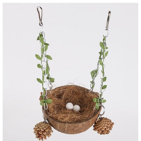 WHAMVOX Hanging Bird Bed Wood for Canaries and 1Set 9.8X5.3X5.1in