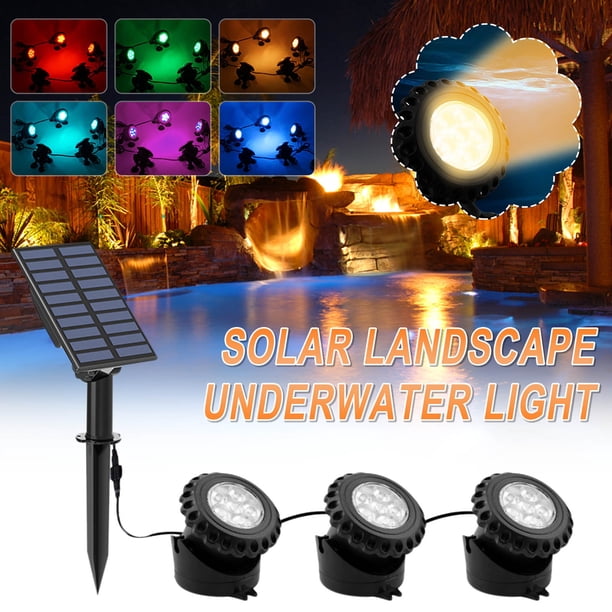 Luces solares para jardín, luces RGB para estanque, focos para exteriores IP68 que cambian de color, sumergibles, luces de fuente con ajuste de color, luces exteriores para paisajismo, luces de deriva