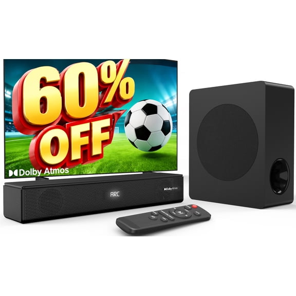 GCZ Sound Bar for TV, 200W Peak Power Dolby Atmos Soundbar with Subwoofer, 2.1 CH 3D Surround Home Audio TV Speakers with Remote Control, Bluetooth 5.3/HDMI-ARC/AUX/Opt