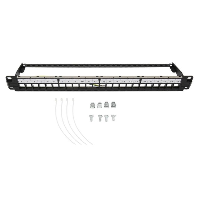 CAT5e Patch Panel 24 Ports Anti Interference Stable Polished Metal CAT6 Rackmount Panel for 19 Inch Rack Cabinet