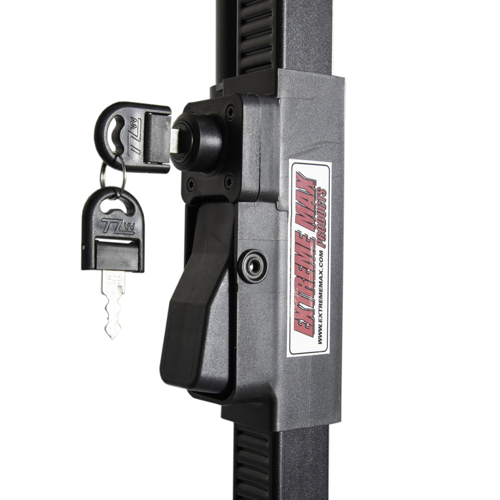 Extreme Max 5001.6412 Hitch-Mount Locking Adjustable 2-Bike Rack with Steel Wheel Trays, Tiltable & Collapsible ​- Fits 2" Receiver
