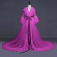 thumbnail image 2 of Women Fashion Sexy Tulle Robe Long Lingerie Nightgown Bathrobe Sleepwear Bridal Robe Lace Lingerie, 2 of 4