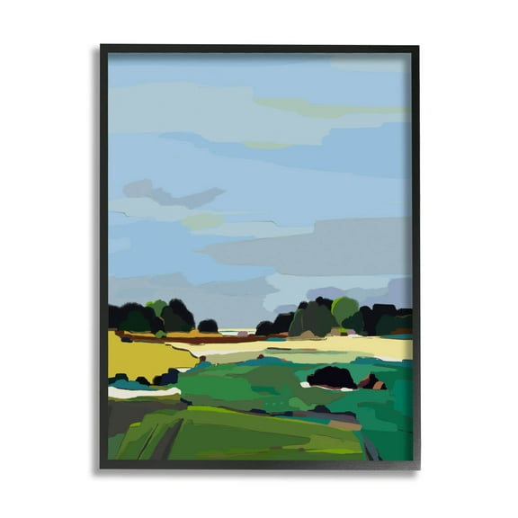 Stupell Industries Rural Grassland Fields Landscape Graphic Art Black Framed Art Print Wall Art, Design by Nikita Jariwala
