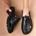 thumbnail image 6 of Domuza Men's Leather Fisherman Sandals Non-Slip Breathable Casual Outdoor Shoes Slide Flat Sandals Hollow Slip-on Beach Shoes for Summer Black 10.5 (EU-46), 6 of 7