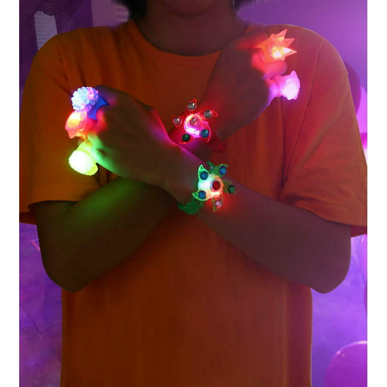 36 Light Up Rings LED Bracelets Party Favors for Kids Birthday Glow in The  Dark 