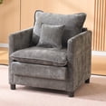 thumbnail image 2 of Modern Accent Chair,Linen Single Sofa Chair,Modern Reading Armchair with Pillow for Living Room,Bedroom,Dark Grey, 2 of 8