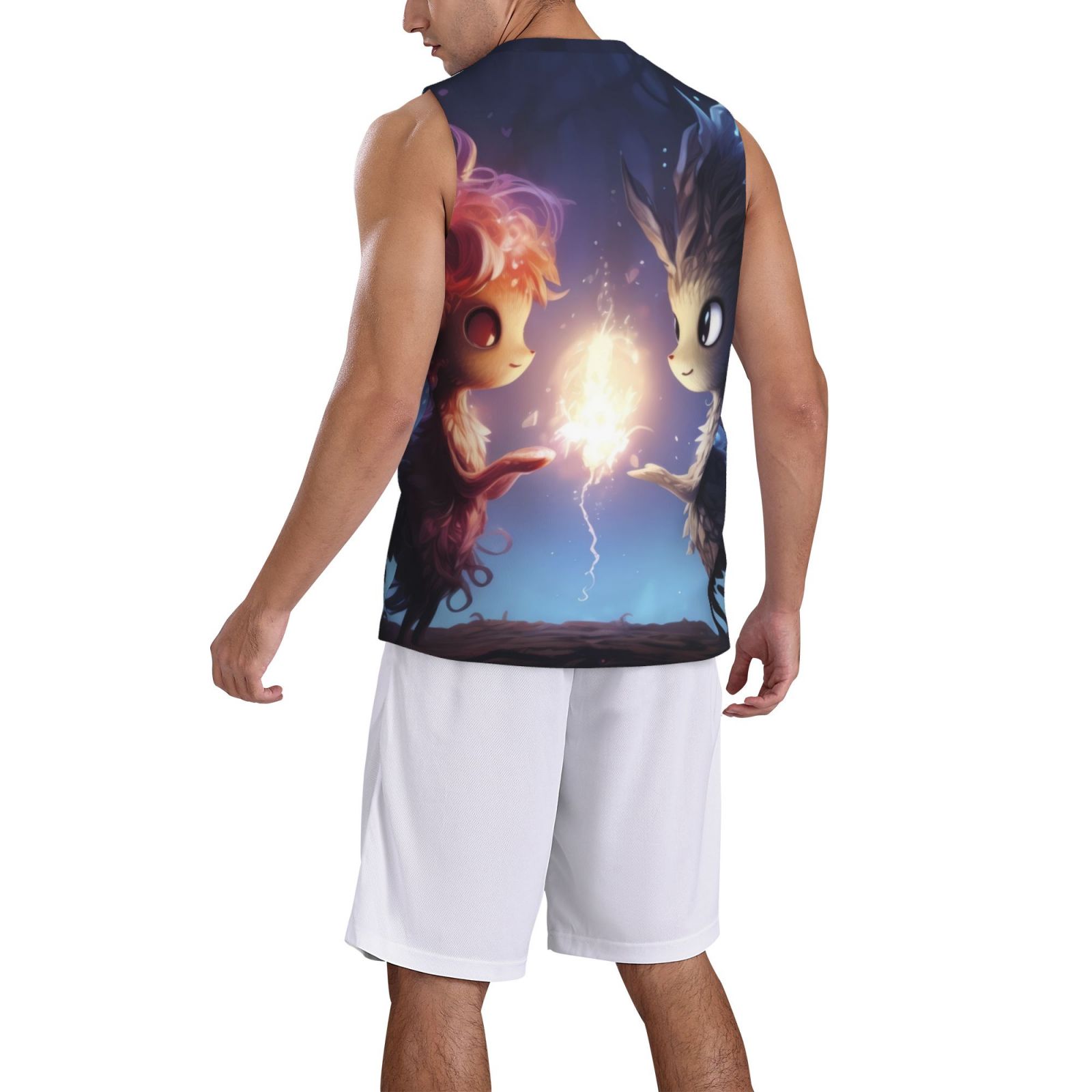 Xecao Dreamy Forest Elf print basketball shirt for both men and women, a unisex basketball jersey perfect for theme parties-Large