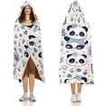 thumbnail image 3 of Hooded Blanket Cartoon Panda Wearable Blanket Cute Panda Blanket Soft Fleece Throw Blanket with Hood for Kids Adults, 3 of 6