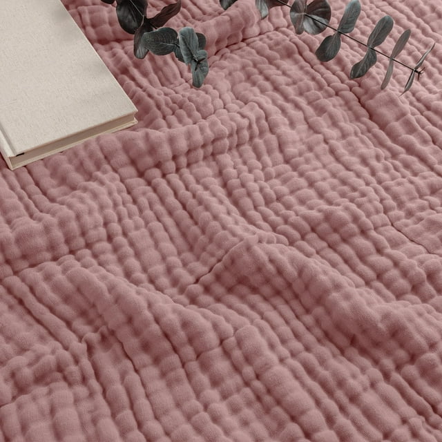 Manta Comfy Cubs Muslin Queen, 90 x 90, 6 capas, color malva