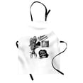 thumbnail image 1 of Movie Theater Apron Antique Movie Camera Hand Drawn Style Art Collection Film Noir Genre Theme, Unisex Kitchen Bib Apron with Adjustable Neck for Cooking Baking Gardening, Black White, by Ambesonne, 1 of 3