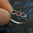thumbnail image 3 of Natural Garnet Gemstone Ring, Real 925 Sterling Silver, Semi Precious 3 Stone Ring, Stackable&nbsp;Ring, January Birthstone, Valentines Day Gifts For Girlfriend, Engagement Gifts For Her (garnet, 7), 3 of 4
