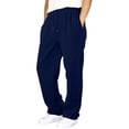 thumbnail image 2 of Satingcolo Mens Baggy Sweatpants Open Bottom Fleece Workout Casual Joggers Elastic Waist Drawstring Wide Leg Pants with Pockets,Navy M, 2 of 6
