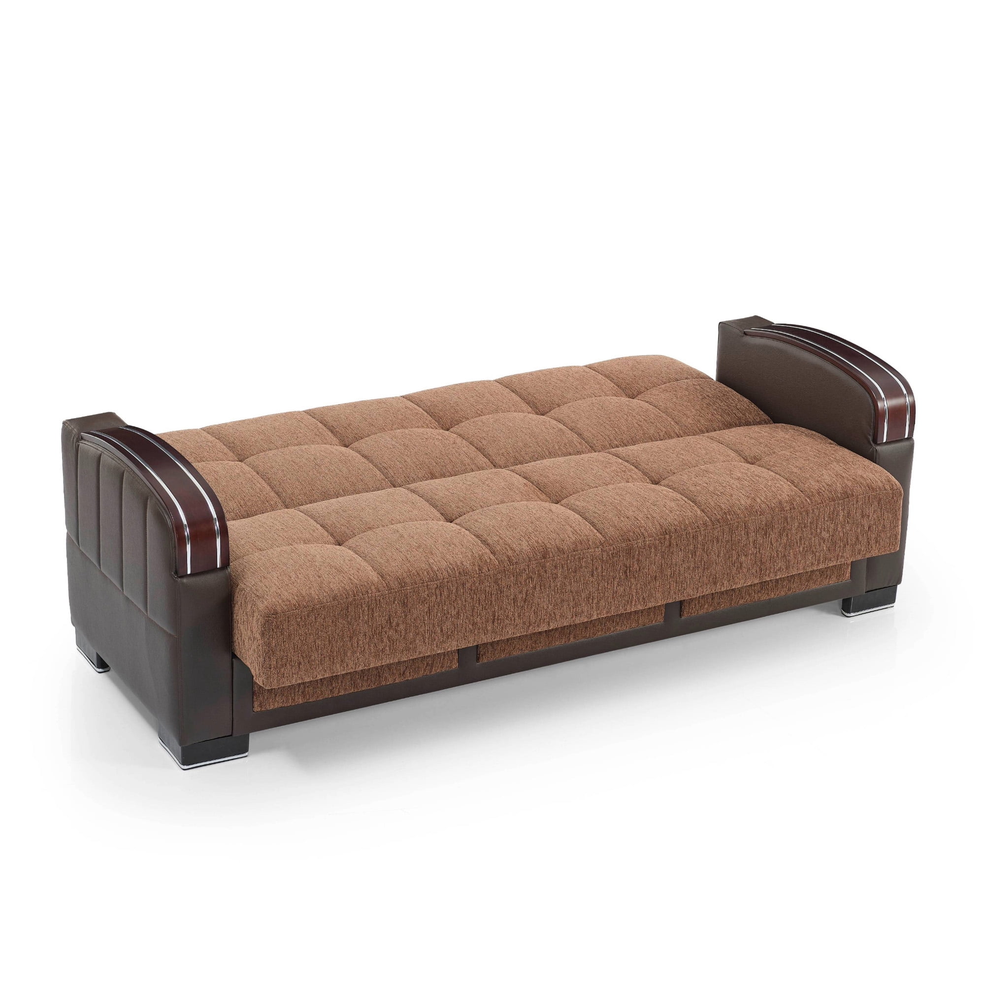 Ottomanson 87" Convertible Sofa Couch for Living Room, Chenille Modern Sofa Bed with Storage, Brown