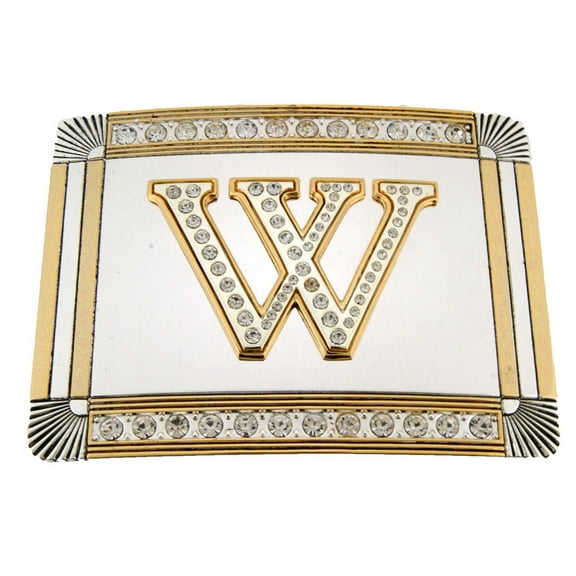 Initial W Belt Buckle American US Alphabet Monogram Letter Vintage Metal Rodeo